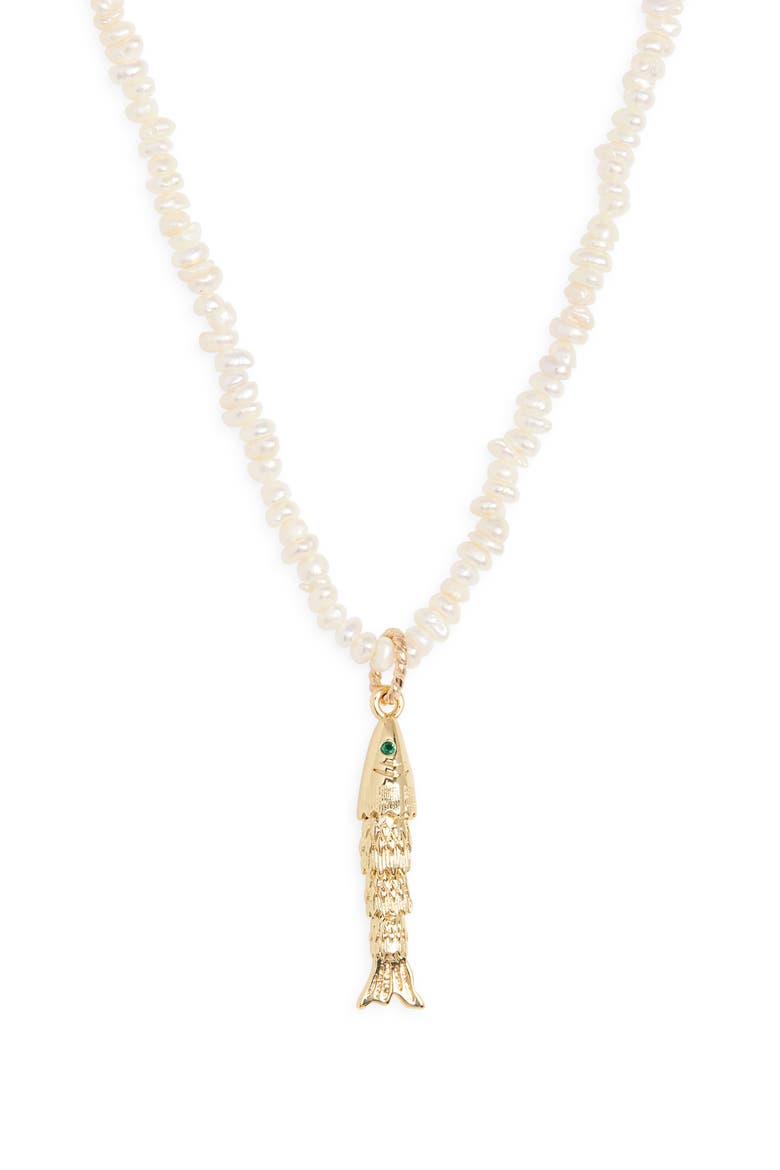 Paros Freshwater Pearl Pendant Necklace, Main, color, GOLD