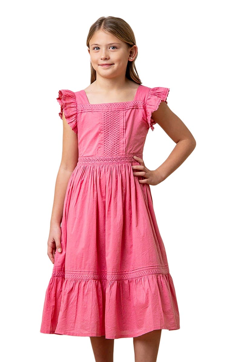 Hope & Henry Girls' Organic Flutter Sleeve Maxi Dress, Kids, Main, color,