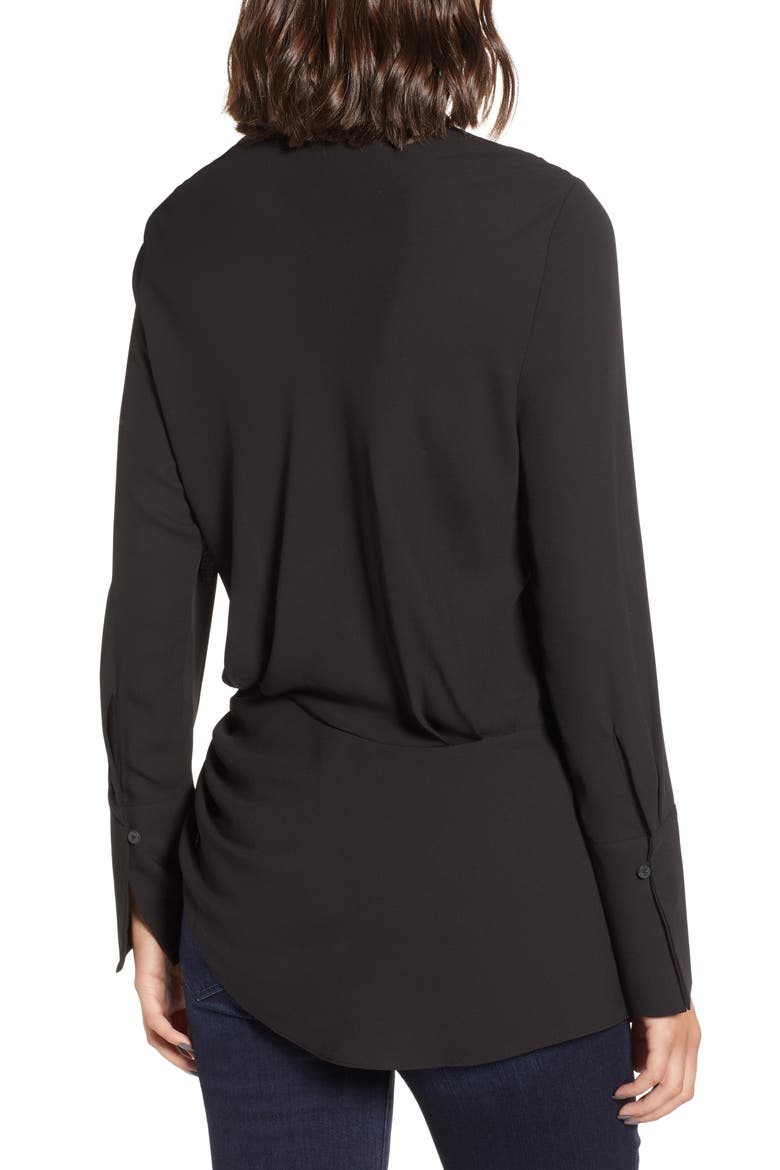 Chelsea28 Long Sleeve Wrap Blouse, Alternate, color, BLACK