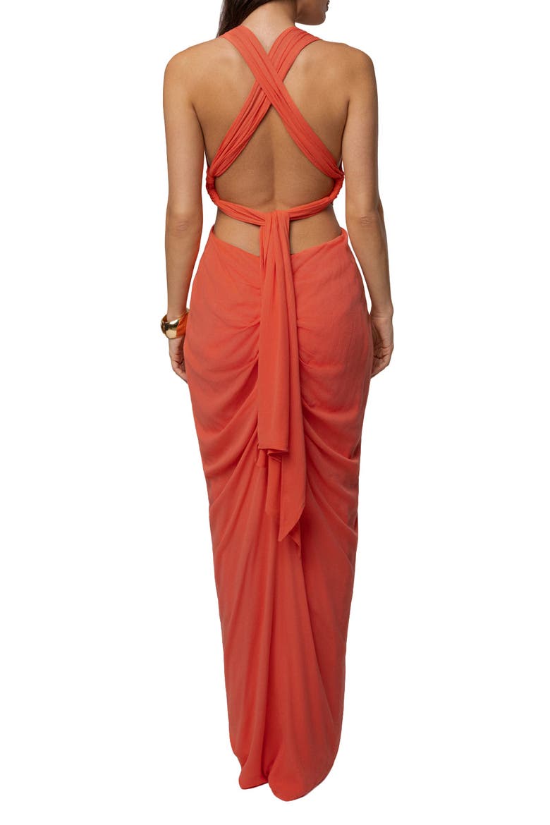 Warm Sunsets Maxi Dress, Alternate, color, Coral
