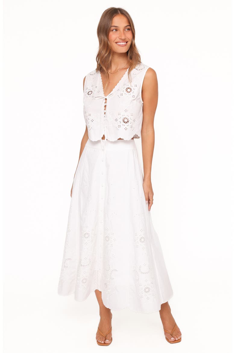 Kye Cotton Midi Skirt, Alternate, color, WHITE BRODERIE