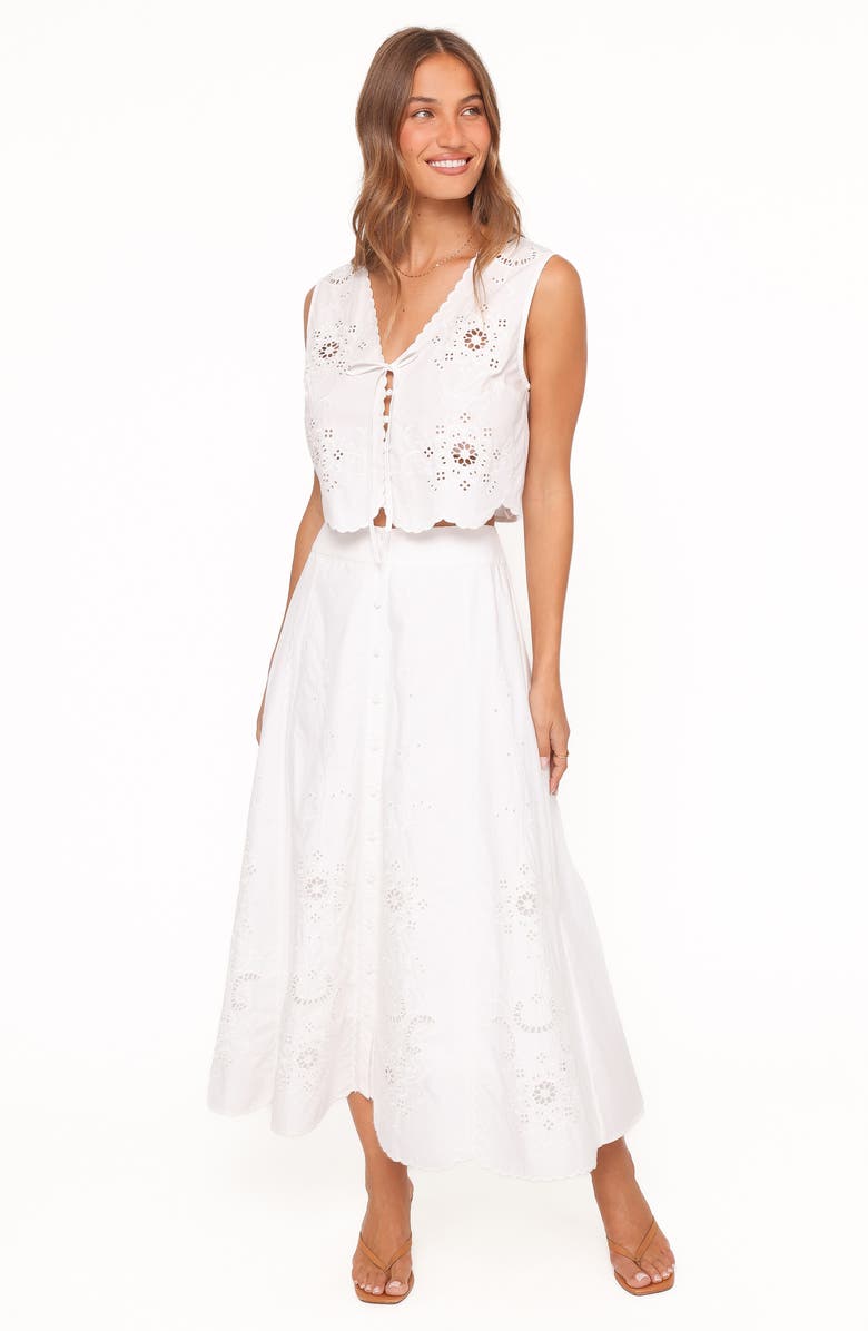 Petal & Pup Kye Cotton Midi Skirt, Alternate, color, White Broderie