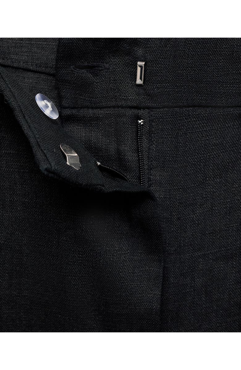 MANGO Linen Straight Leg Crop Pants, Alternate, color,