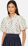 Yumi Polka Dot Lace Boxy Shirt