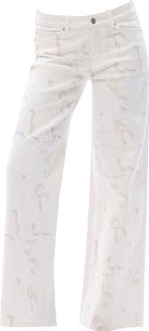 Bayeas Lace Inset Embroidered Wide Leg Jeans