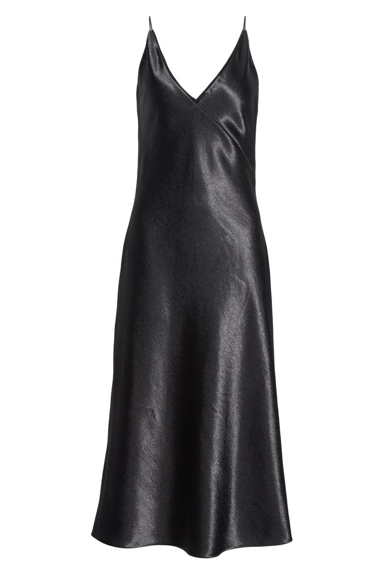 V-neck Bias Cut Dress, Alternate, color, BLACK