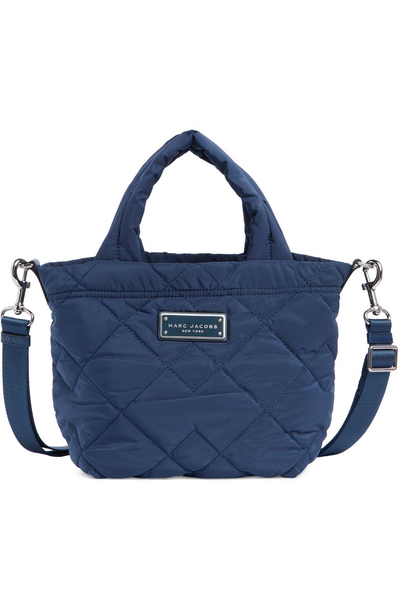 Marc Jacobs Mini Quilted Nylon Tote, Main, color, Azure Blue
