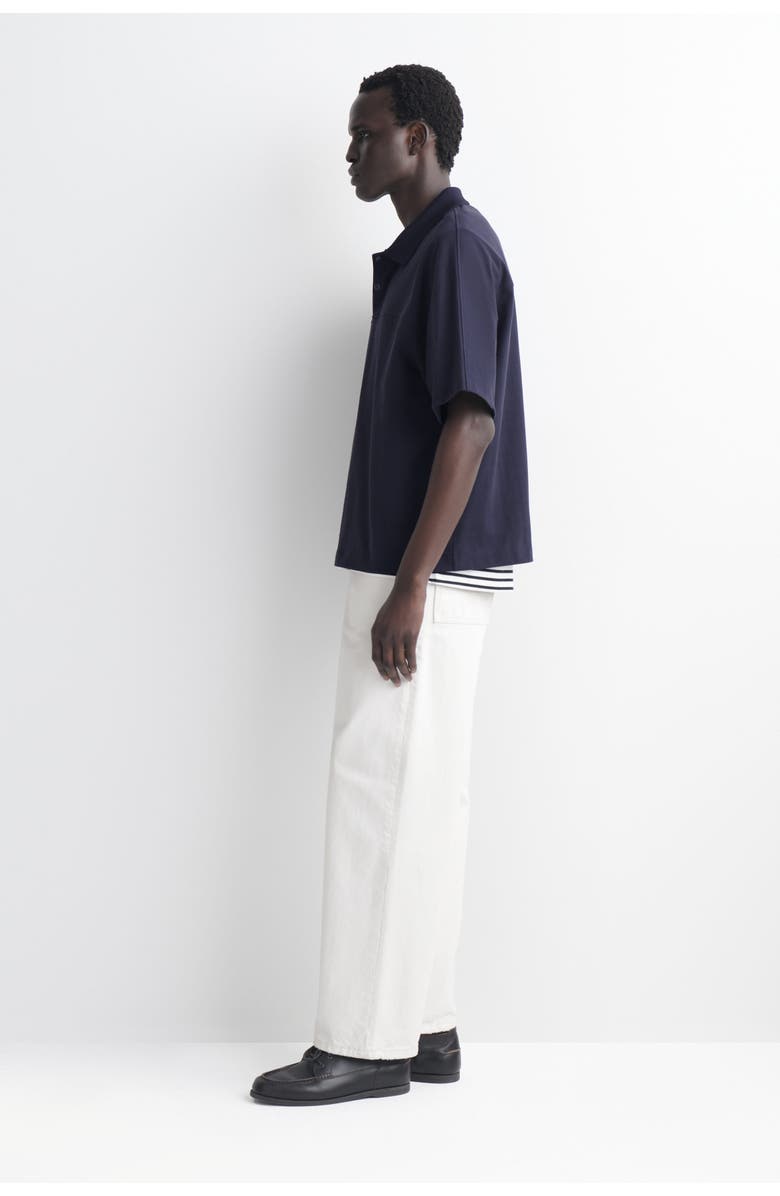 COS Press-stud Cotton Polo Shirt, Alternate, color, Navy