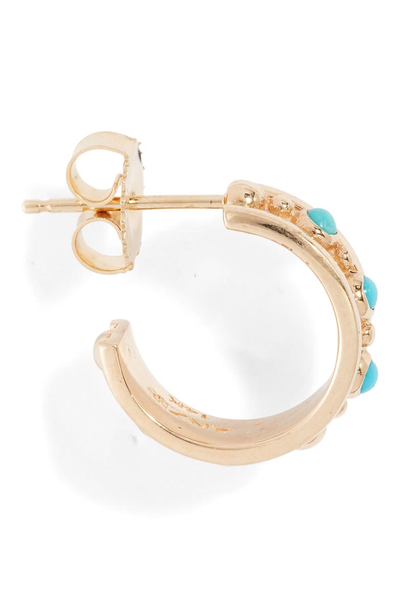 Dew Drop Marine Huggie Hoop Earrings, Alternate, color, TURQUOISE
