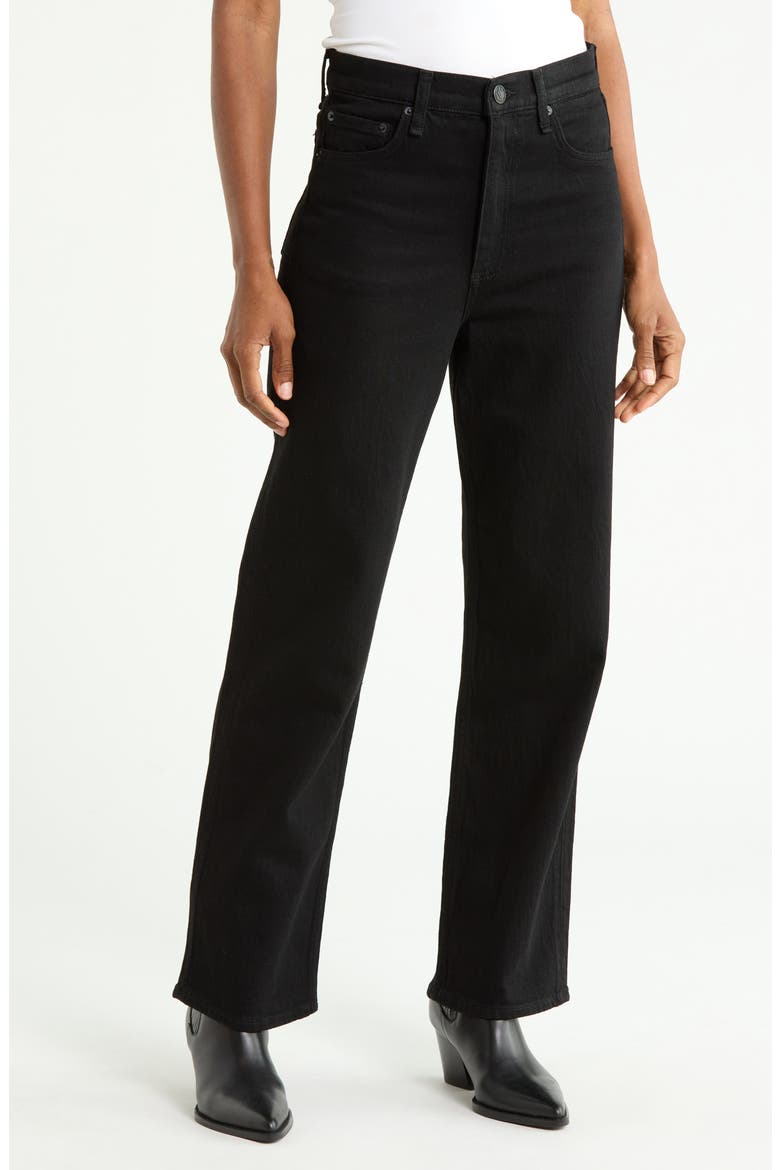 Shea High Waist Ankle Straight Leg Jeans, Main, color, BLACK
