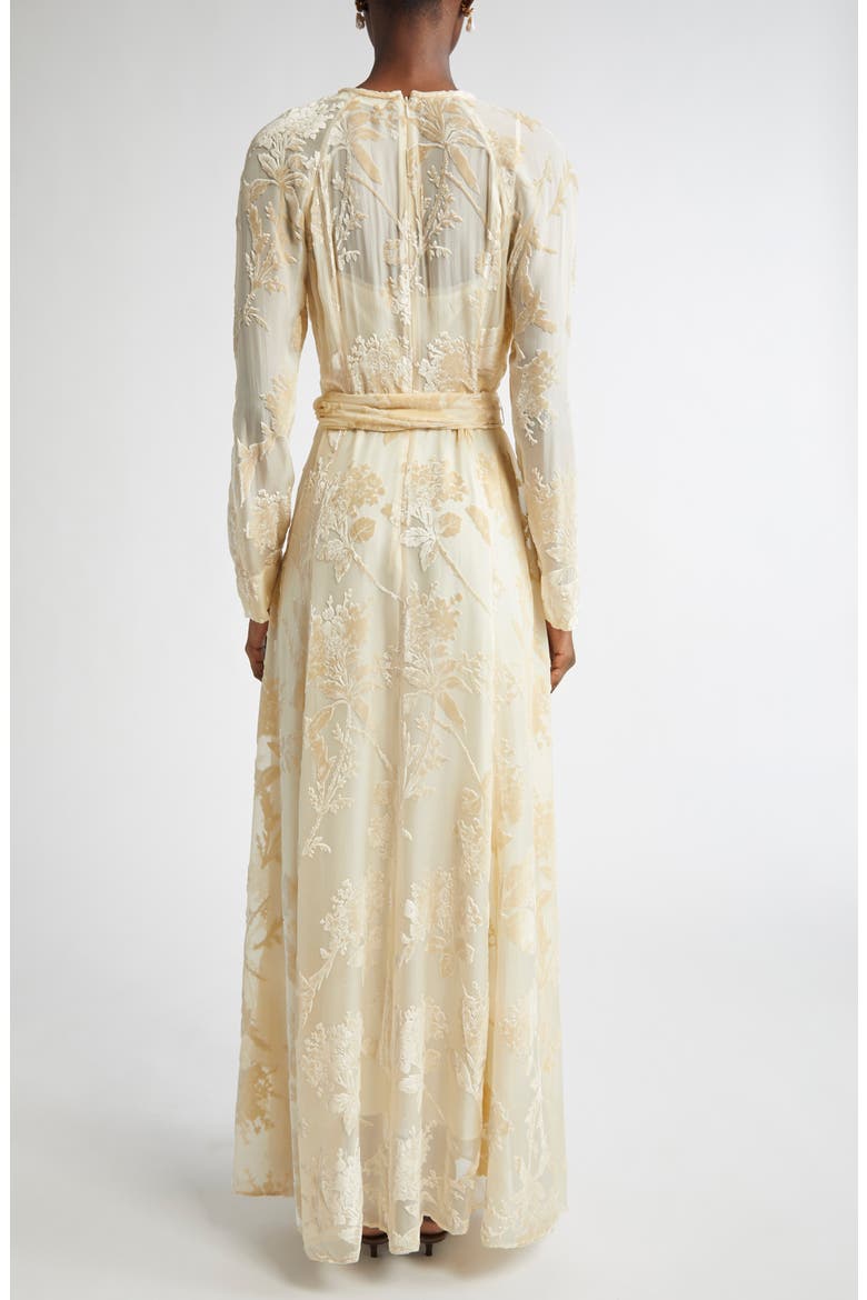 Floral Burnout Long Sleeve Dress, Alternate, color, CREAM