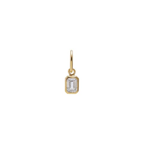 Lab Grown Diamond Emerald Bezel Dangling Charm 14K
