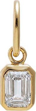 BY ADINA EDEN Lab Grown Diamond Emerald Bezel Dangling Charm 14K