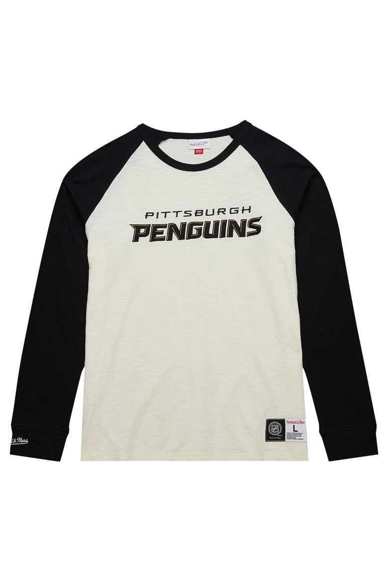 Men's Mitchell & Ness Cream Pittsburgh Penguins Legendary Slub Vintage Raglan Long Sleeve T-Shirt, Alternate, color, Cream