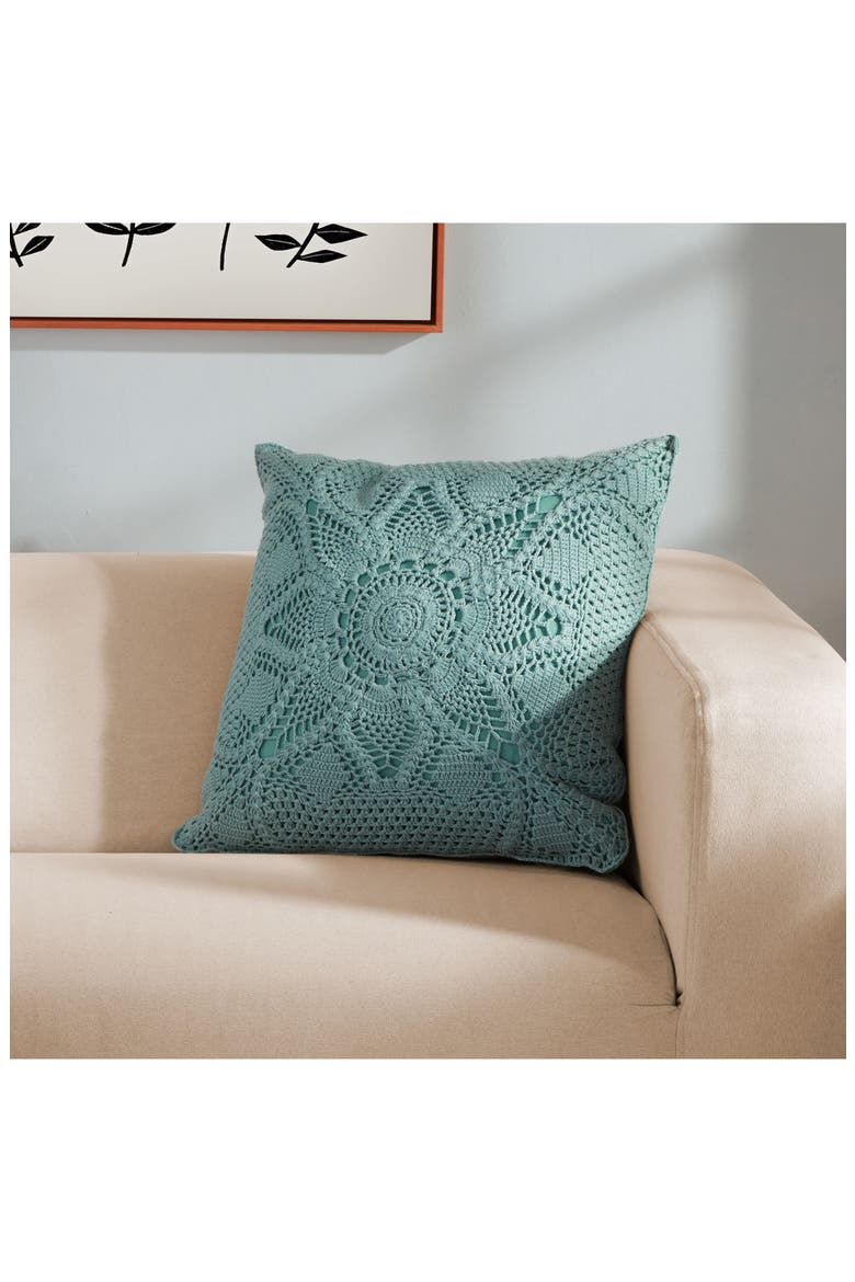 Emma Crocheted Accent Pillow, Alternate, color, GREEN