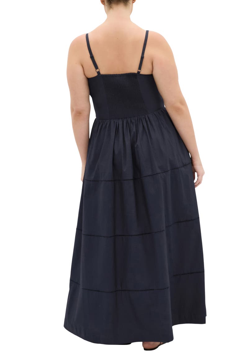 Vani Corset Bodice Cotton Maxi Dress, Alternate, color, NAVY