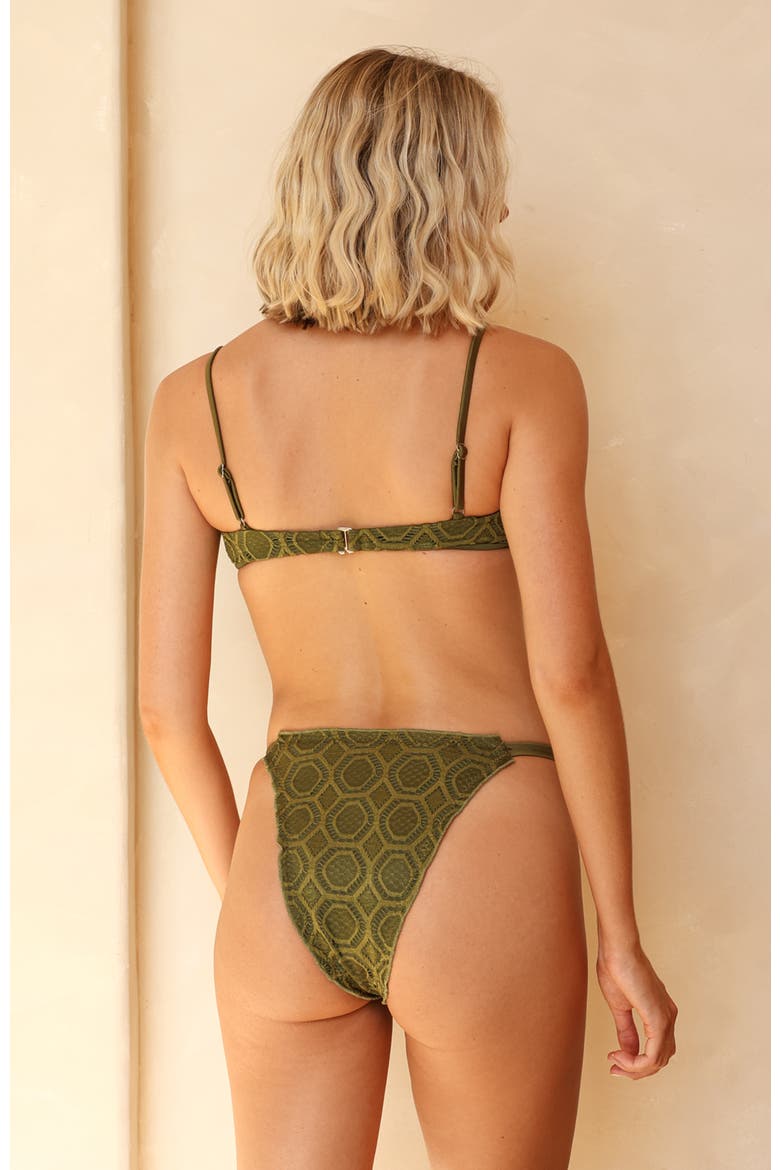 Lucca Cheeky Bikini Bottom, Alternate, color, Bella Lace/Olive