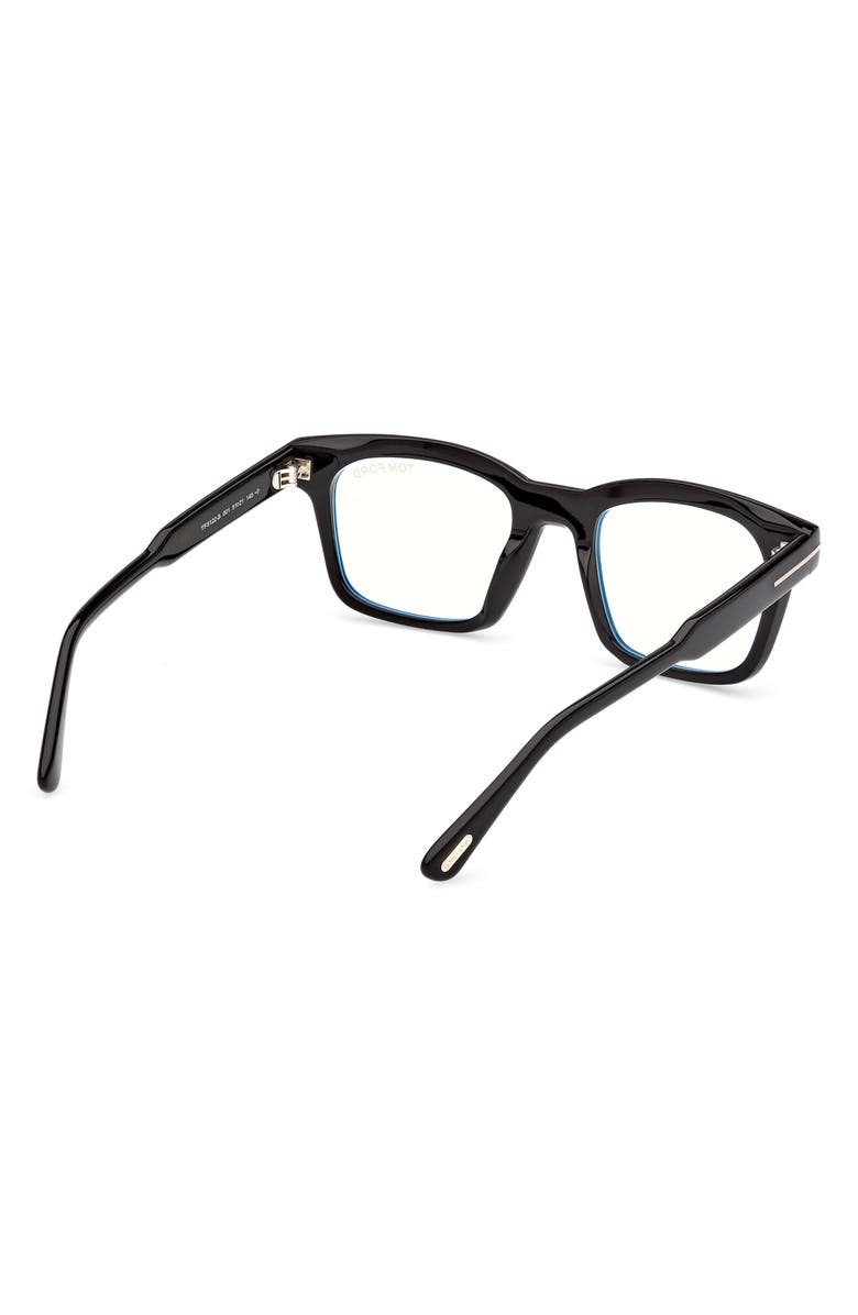 TOM FORD 51mm Square Optical Glasses, Alternate, color, Shiny Black / T Logo