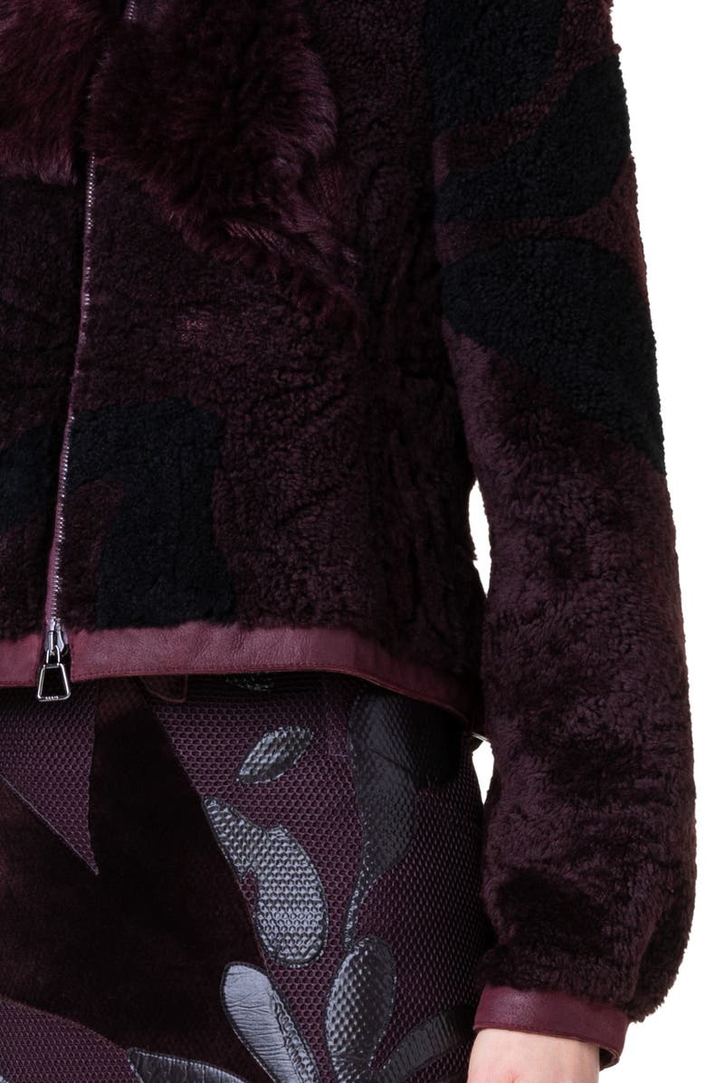 Akris Sady Floral Patchwork Genuine Shearling Jacket, Alternate, color, 