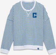 FANATICS Women's Fanatics White/Royal Indianapolis Colts Striped Oversized French Terry Sweatshirt