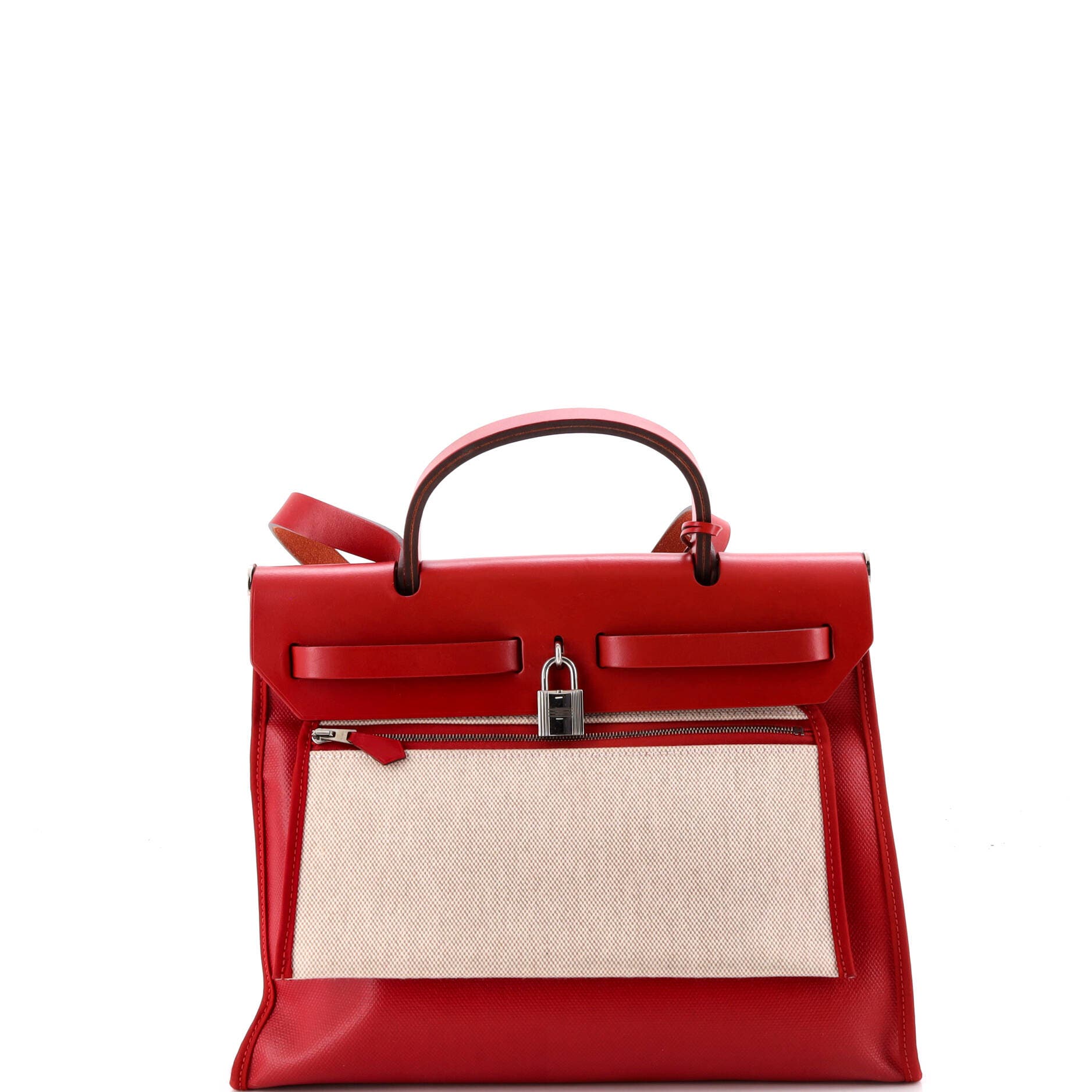 Herbag Zip Berline Vache Canvas and Leather 31, Alternate, color, Red