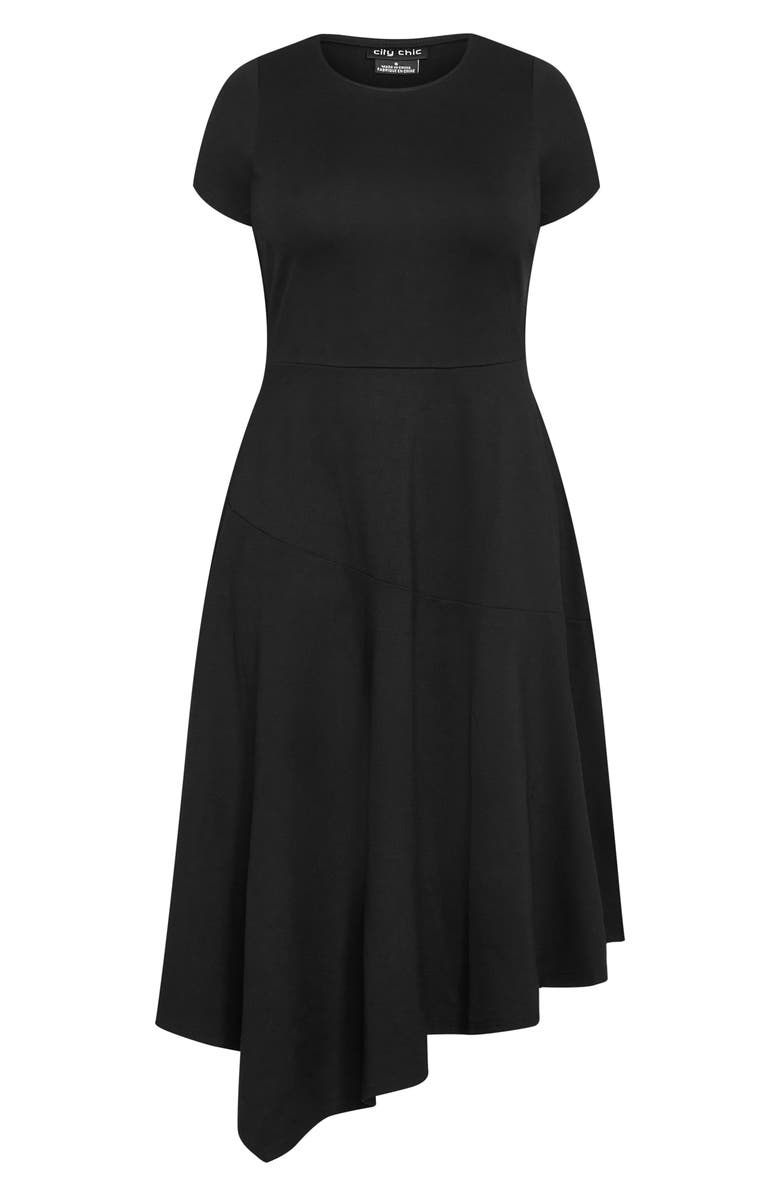 City Chic Asymmetric Ponte Knit Dress, Alternate, color, 