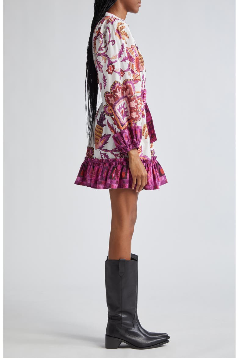 Sunset Tapestry Long Sleeve Belted Shirtdress, Alternate, color, SUNSET TAPESTRY OFF-WHITE