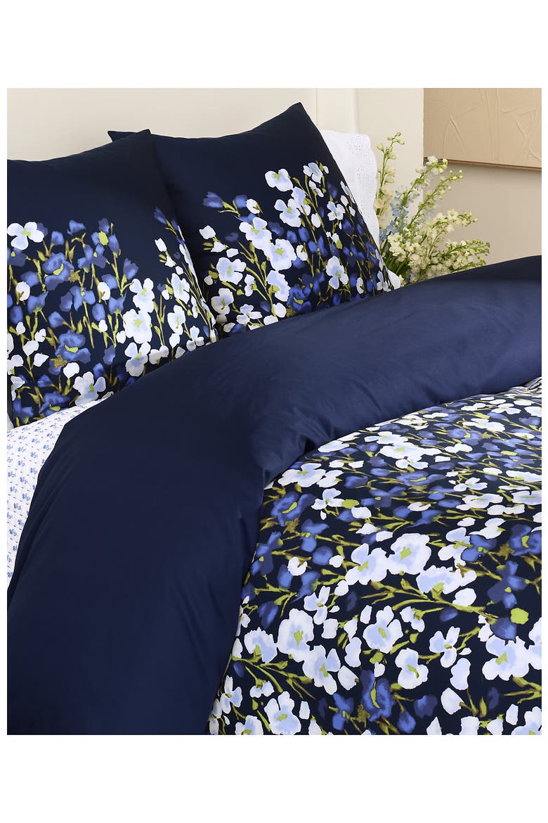 400 Thread Count Premium Supima Cotton No Iron Sateen Duvet Bed Cover, Alternate, color, Deep Sea Navy Floral