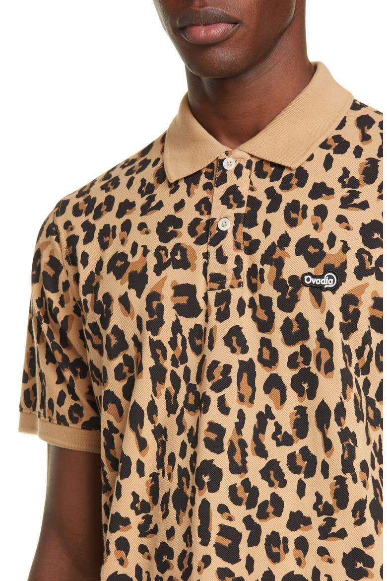 Leopard Piqué Polo, Alternate, color, CAMEL