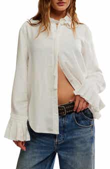 Free People Mary Lou Pleated Cuff Button-Up Shirt