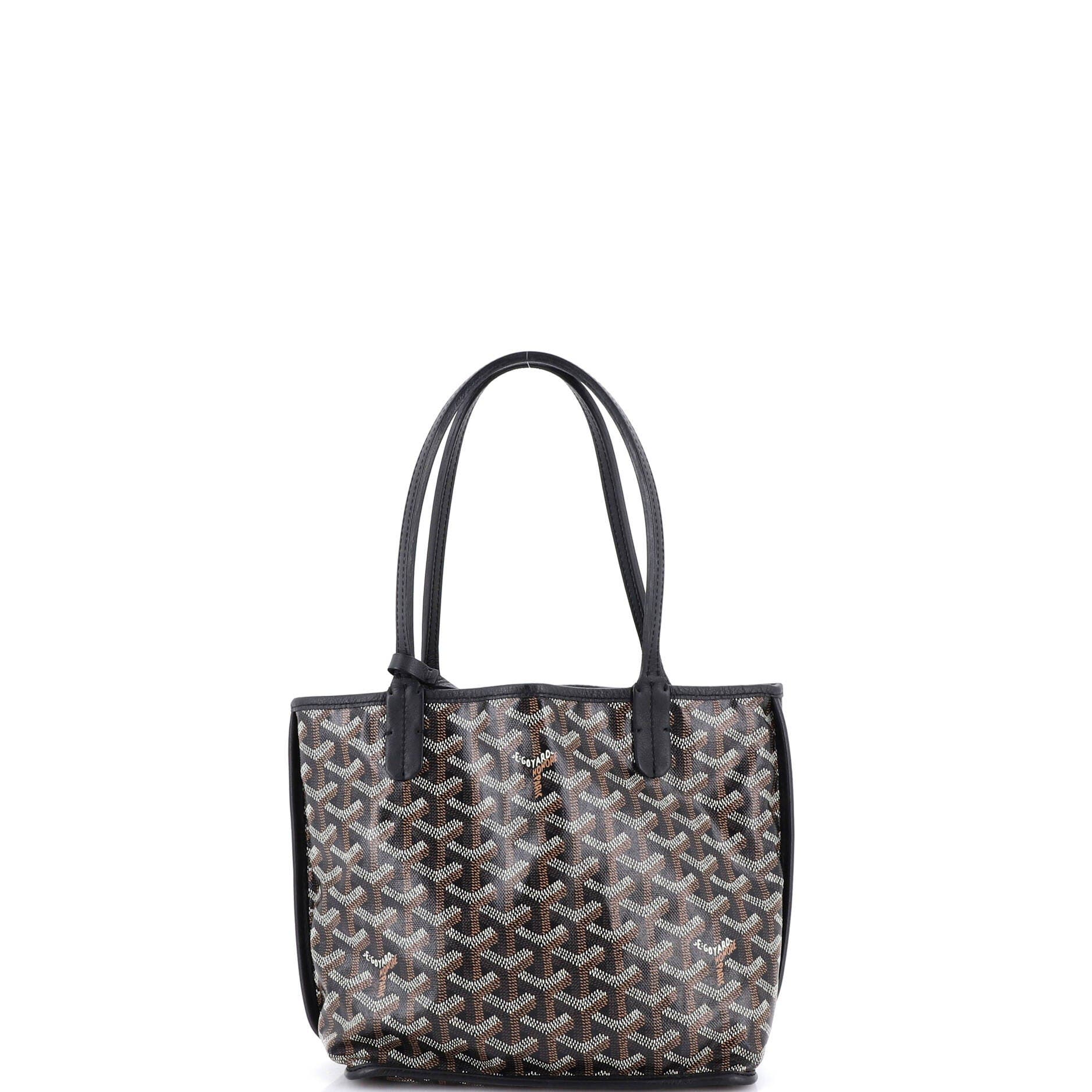 Pre-Owned Goyard Anjou Reversible Tote Coated Canvas Mini, Main, color, Black