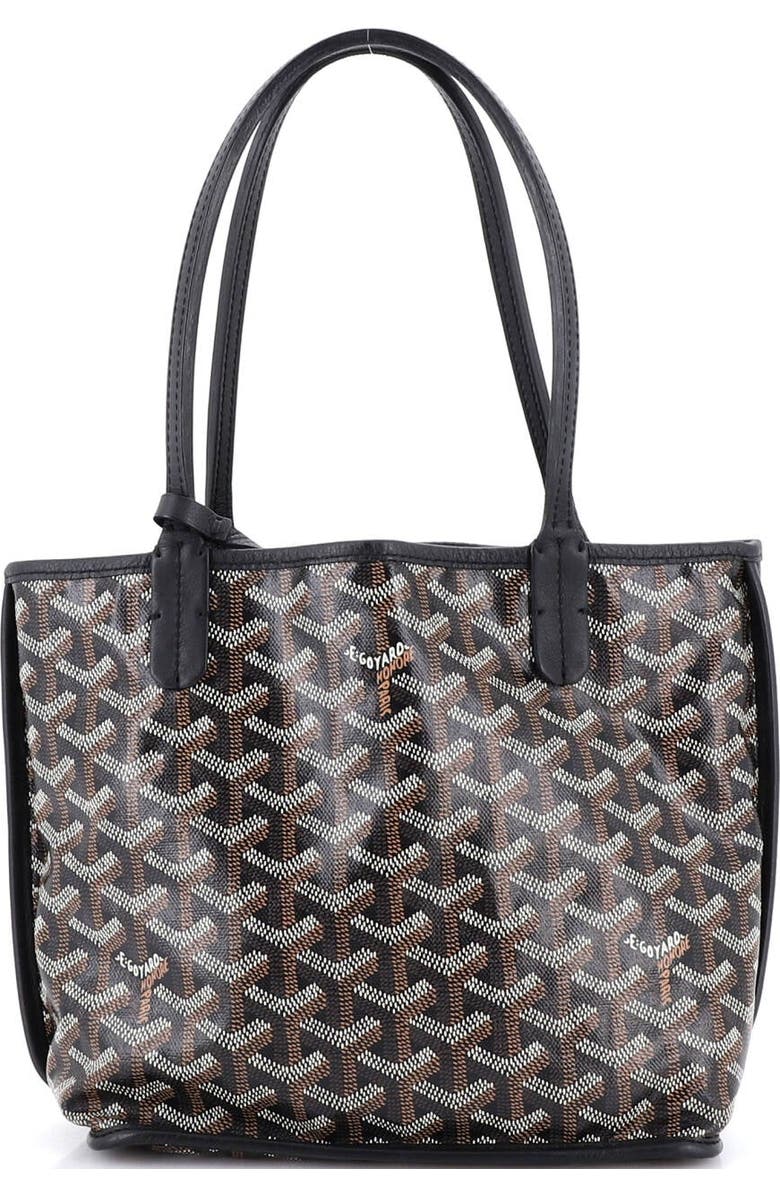 Pre-Owned Goyard Anjou Reversible Tote Coated Canvas Mini, Main, color, Black