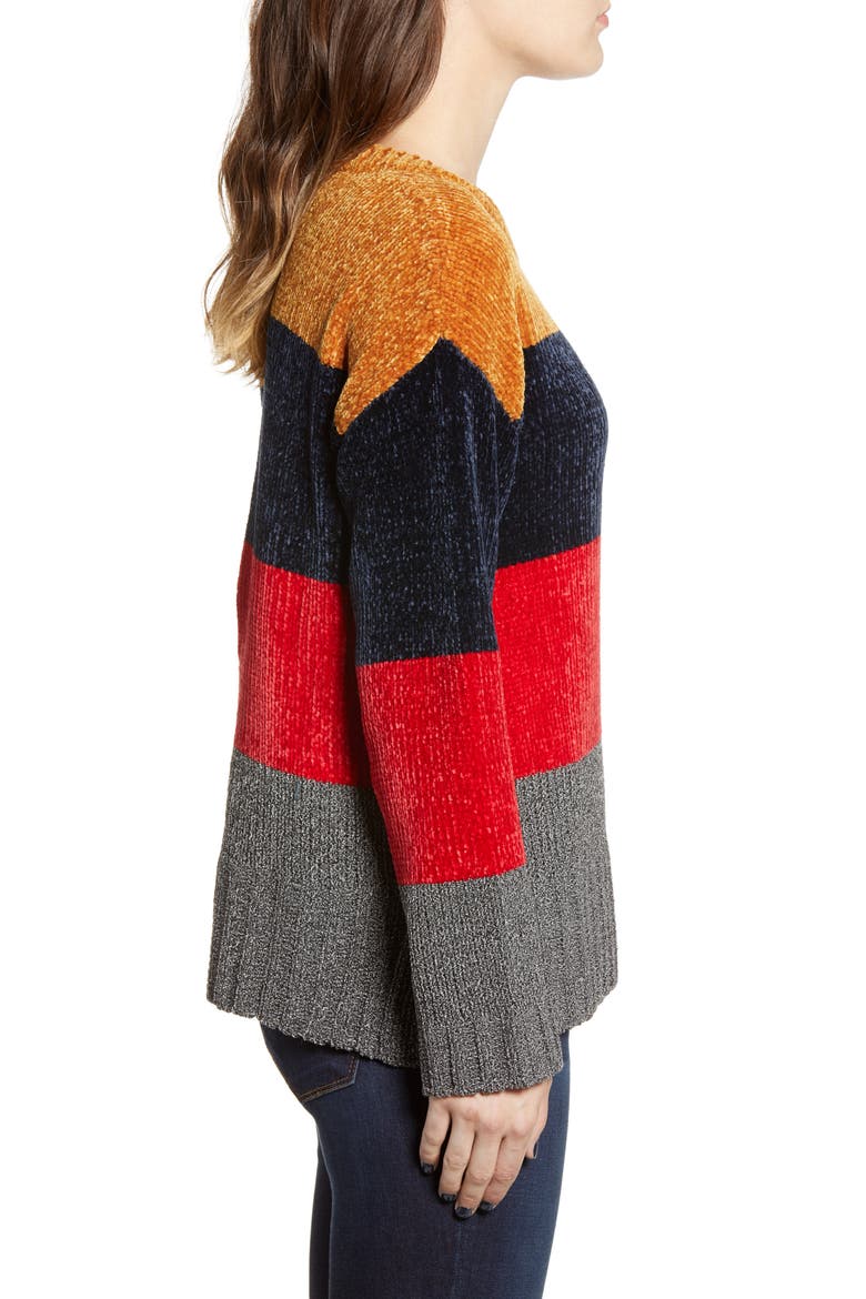 Stripe Chenille Sweater, Alternate, color, GOLD/ RED/ NAVY