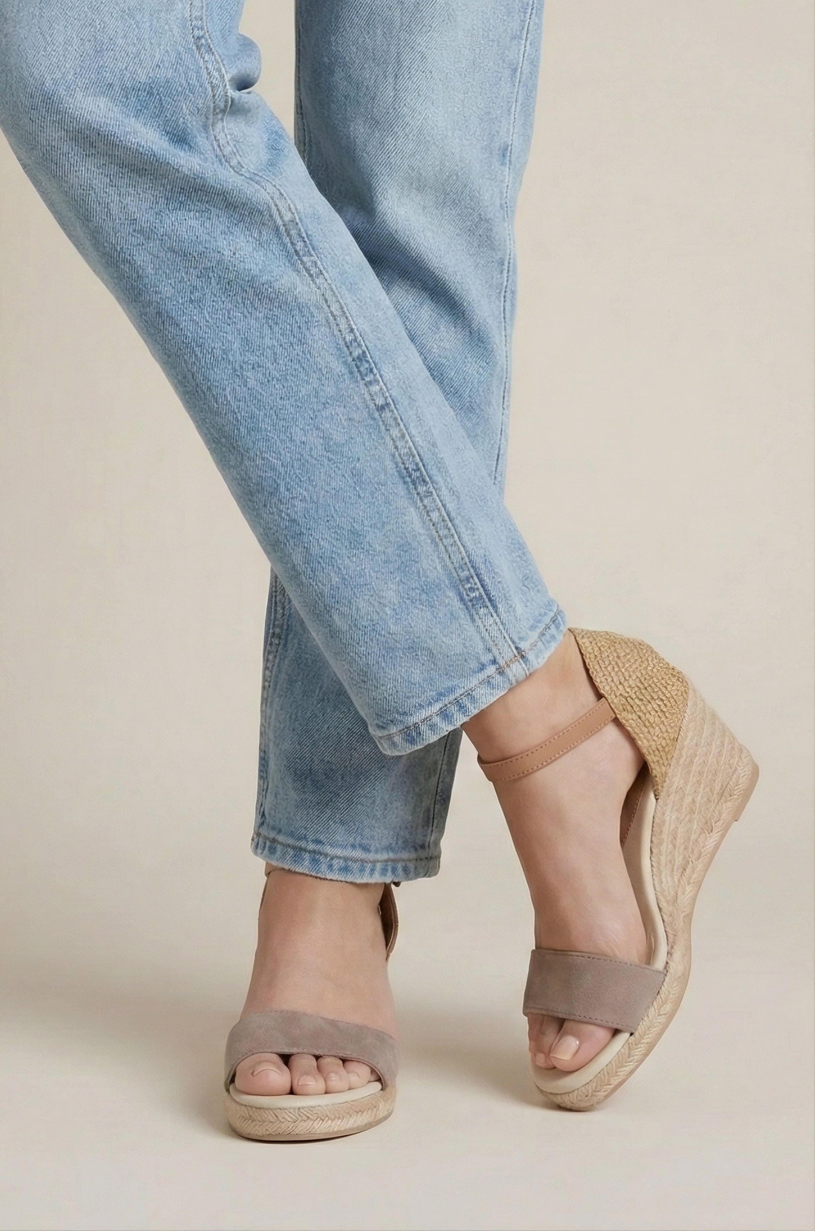 Jimena Single Band Wedges, Alternate, color, Taupe