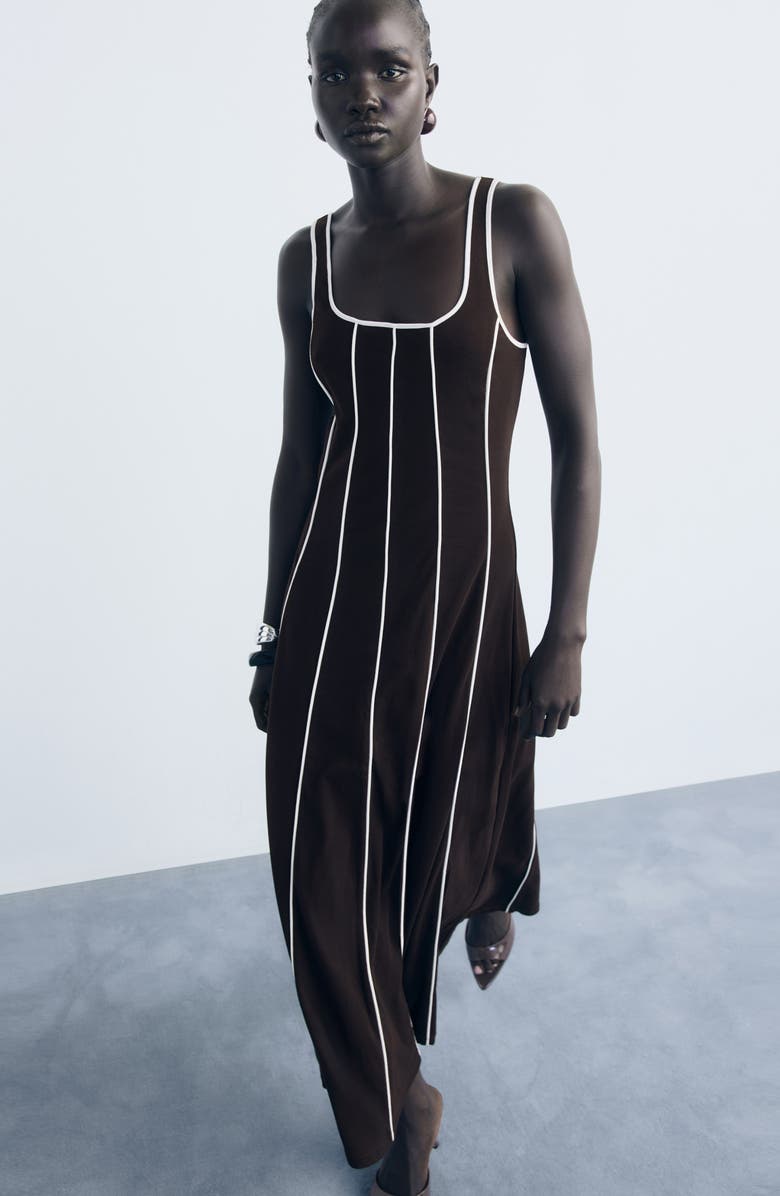 MANGO Sleeveless Midi Dress, Alternate, color, Brown