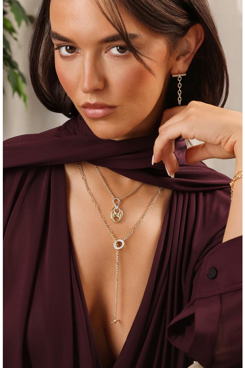 Horsebit Sculpted Pendant Necklace, Alternate, color, SILVER