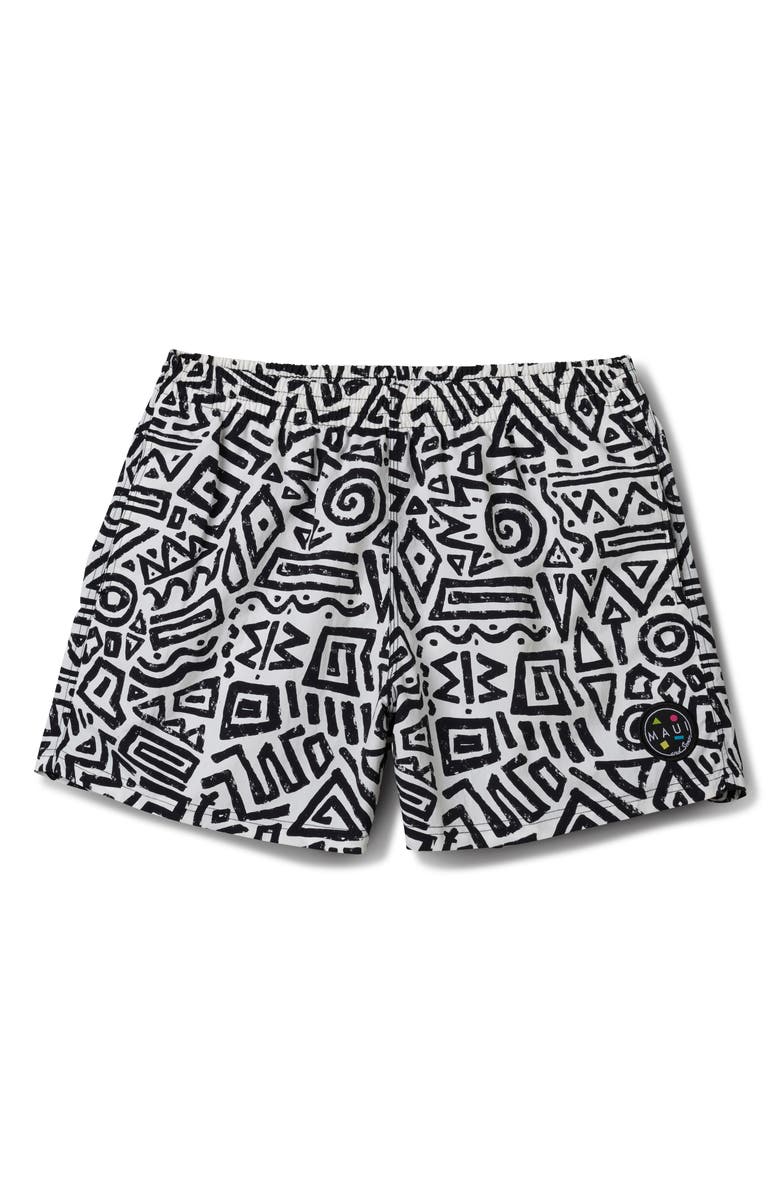 Maui & Sons Party Rocker Volley Shorts, Main, color, White/Black