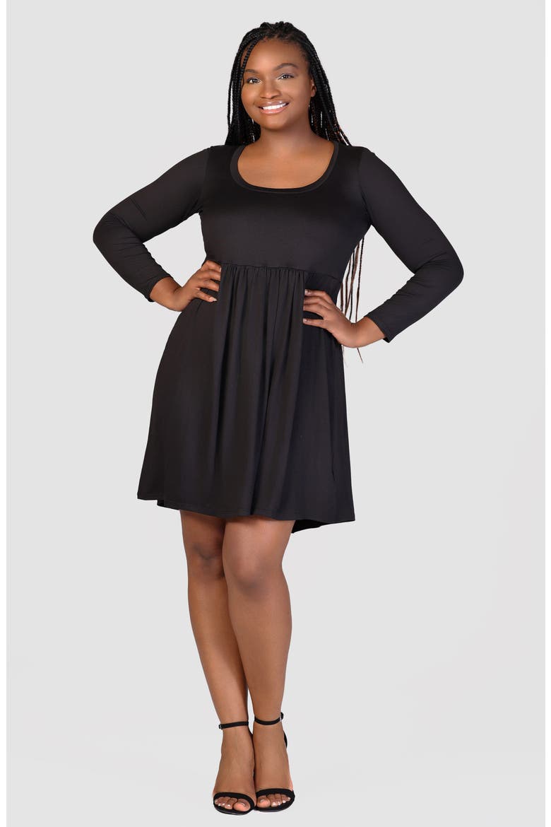 Long Sleeve Knit Babydoll Dress, Alternate, color, BLACK
