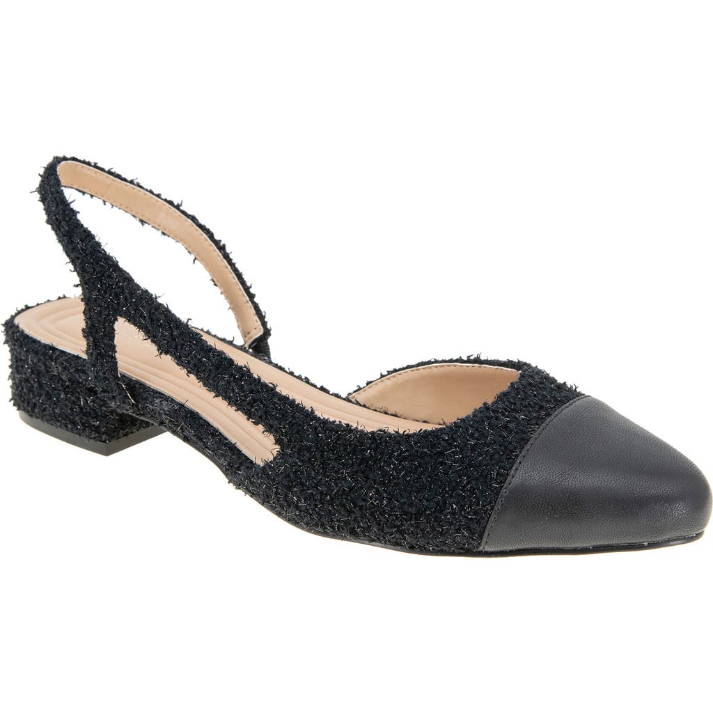 Bcbgeneration Women's Tillie Cap Toe Slingback Block Heel Pumps In Black-black Boucle