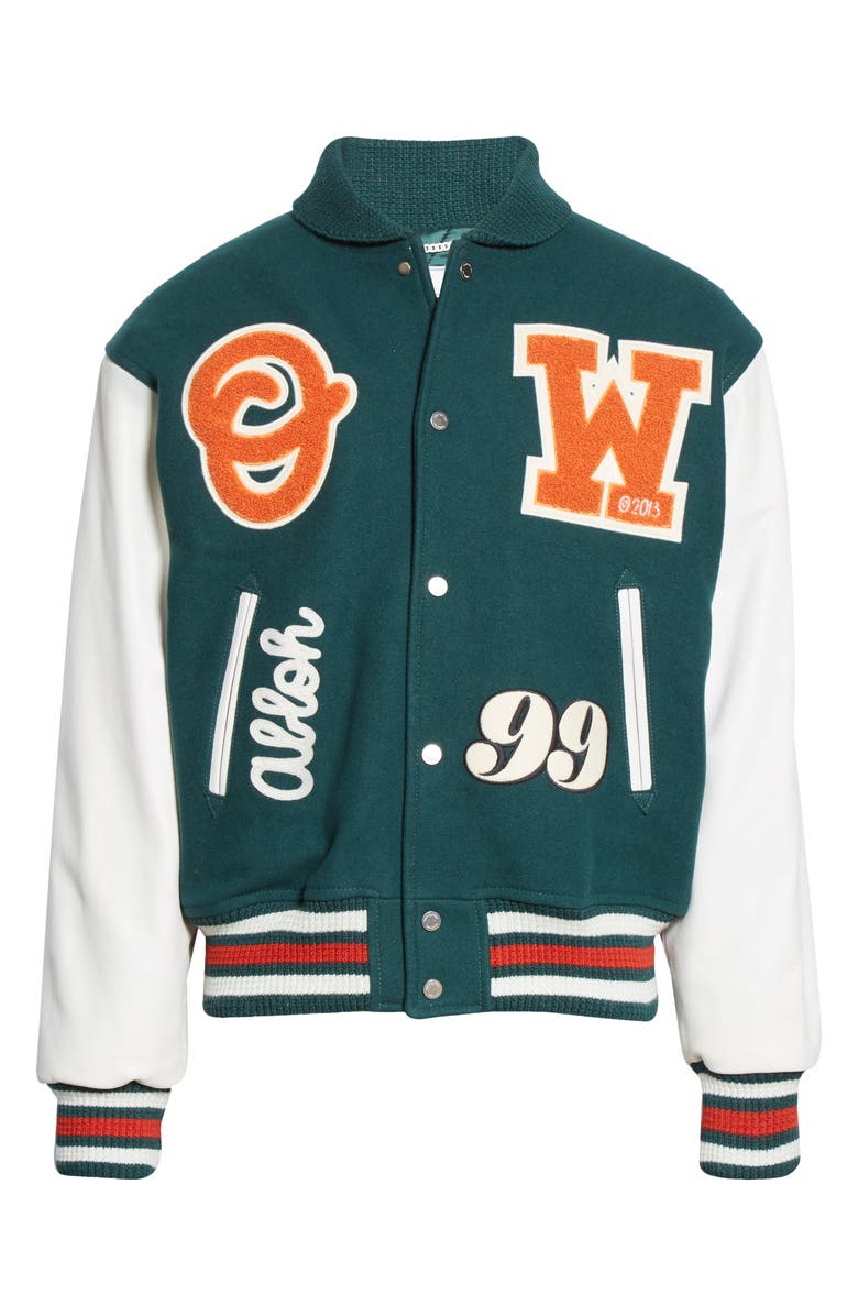 Off-White Barrel Worker Logo Varsity Jacket, Alternate, color, 