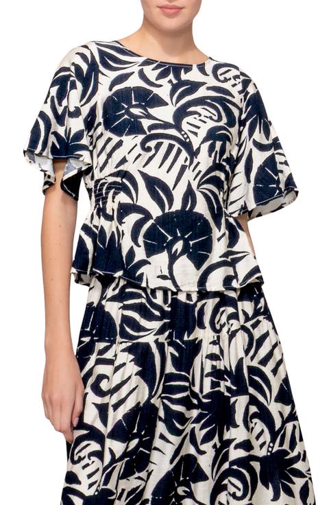 Smocked Waist Short Sleeve Top