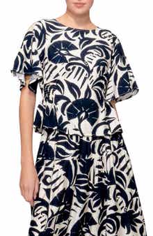 MELLODAY Smocked Waist Short Sleeve Top