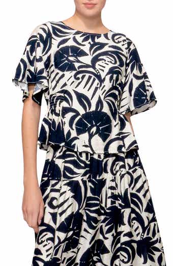 MELLODAY Smocked Waist Short Sleeve Top