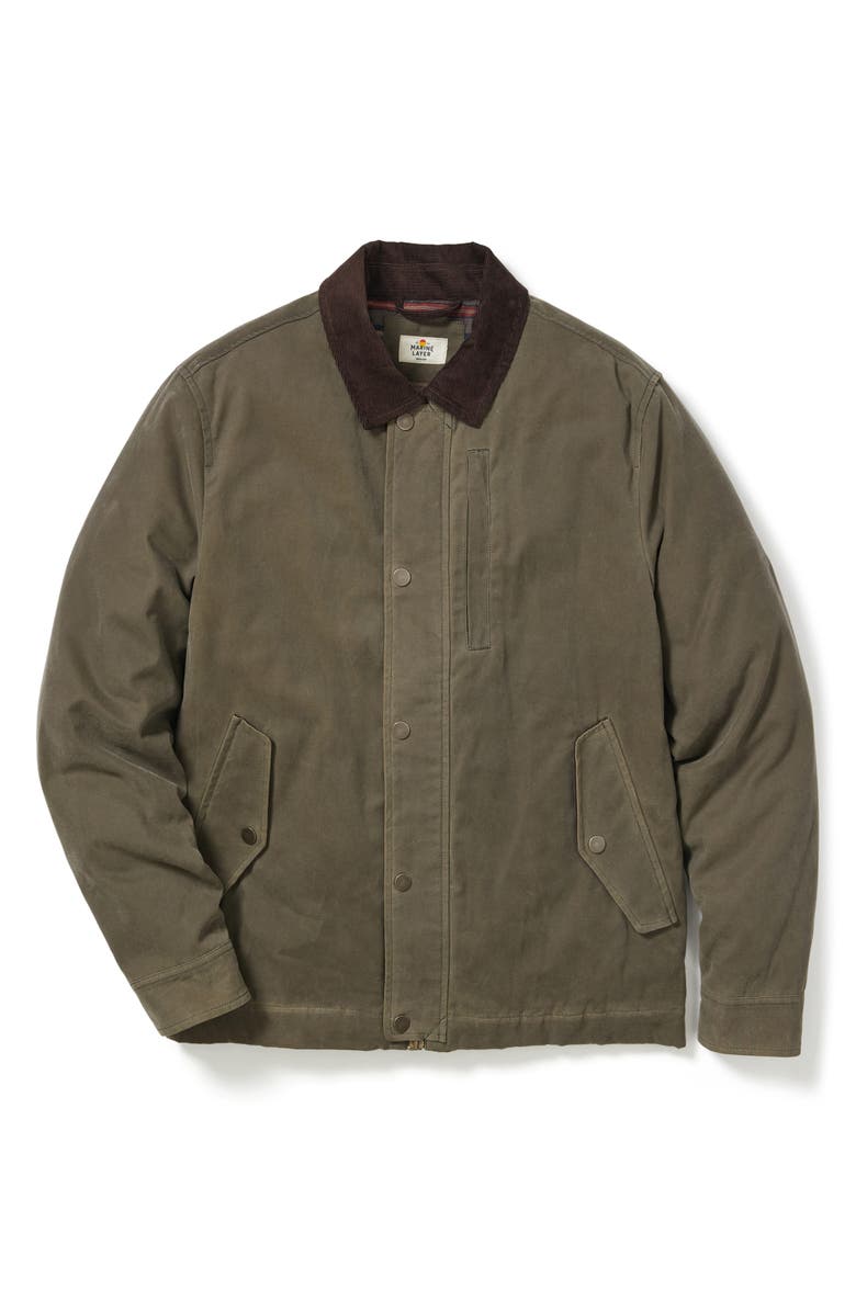 Marine Layer Waxed Canvas Barn Jacket, Alternate, color, Olive