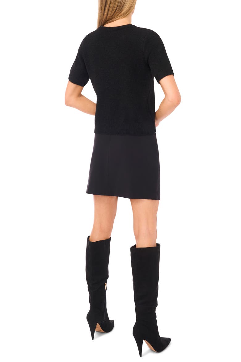 Short Sleeve Crewneck Sweater, Alternate, color, RICH BLACK