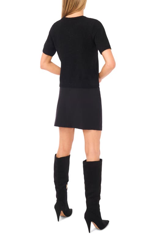 Halogenr Halogen(r) Short Sleeve Crewneck Sweater In Black