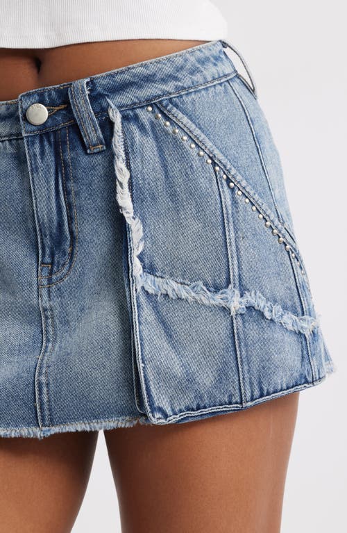Shop Ptcl Studded Frayed Cargo Miniskort In Medium Wash