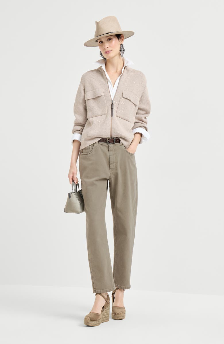 Brunello Cucinelli Cotton Diamond yarn outerwear jacket, Alternate, color, Desert