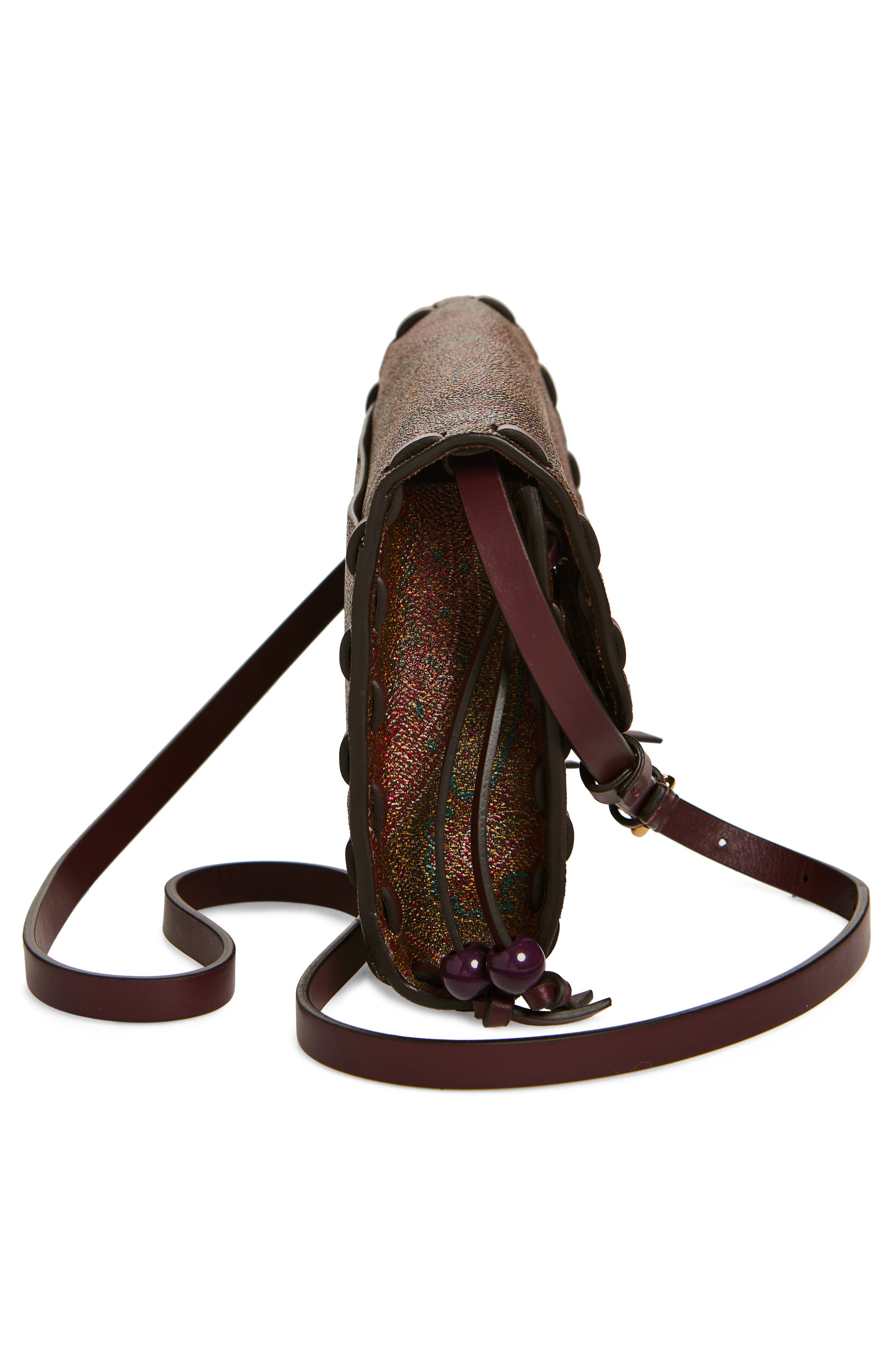 Etro Vulcano Arnica Coated Crossbody Bag, Alternate, color, Vino