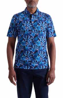 Hendrix Digital Cerulean Floral Print Pima Cotton Polo